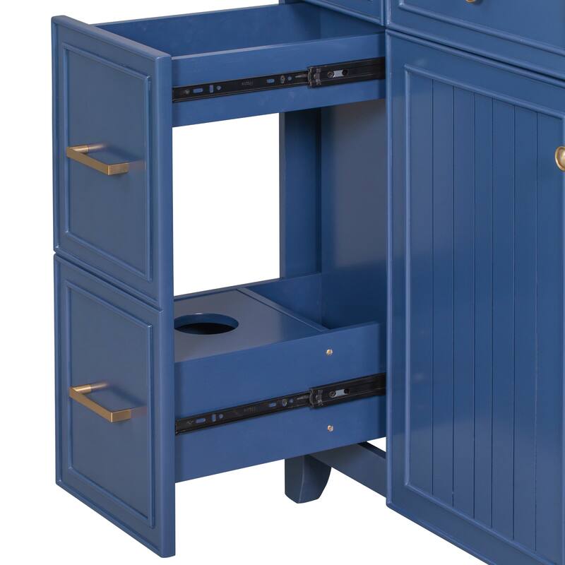 36" Black Bathroom Vanity Cabinet with Single Sink, Soft-Close Door, 3 Drawers, Waterproof Resin Sink