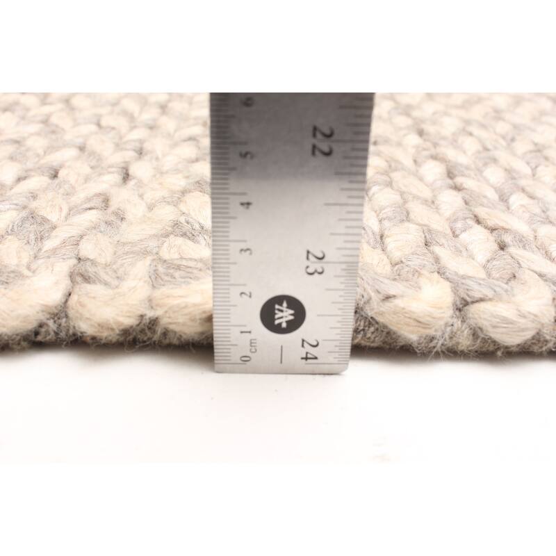 ECARPETGALLERY Braid weave Sienna Grey Wool Rug - 4'11 x 8'0