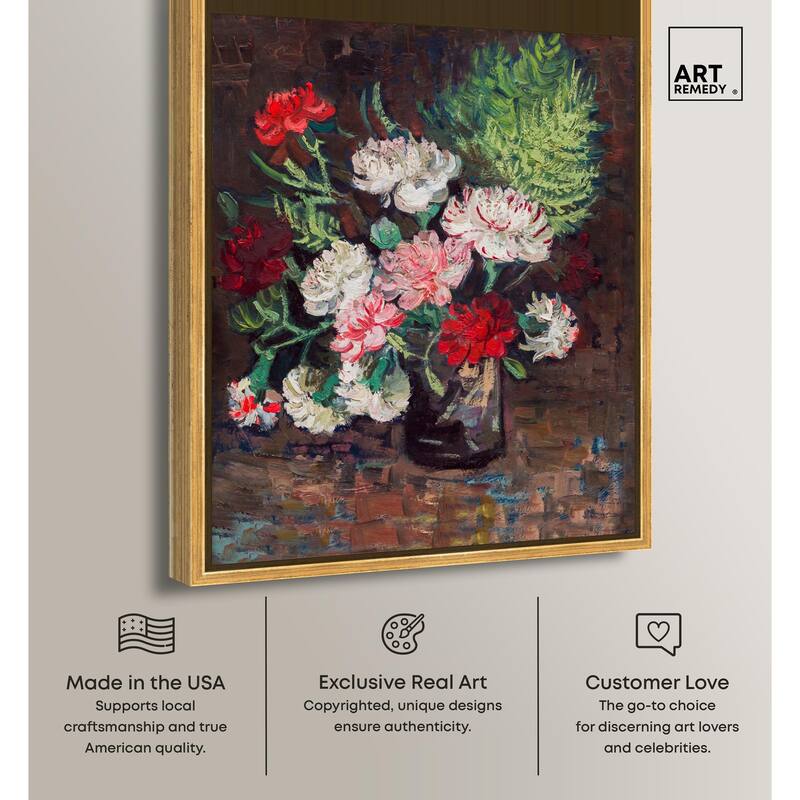 Vase with Carnations Canvas by Art Remedy