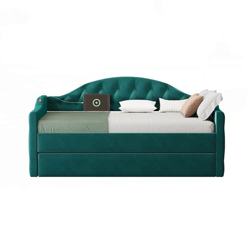 Tufted Upholstered Daybed with Trundle