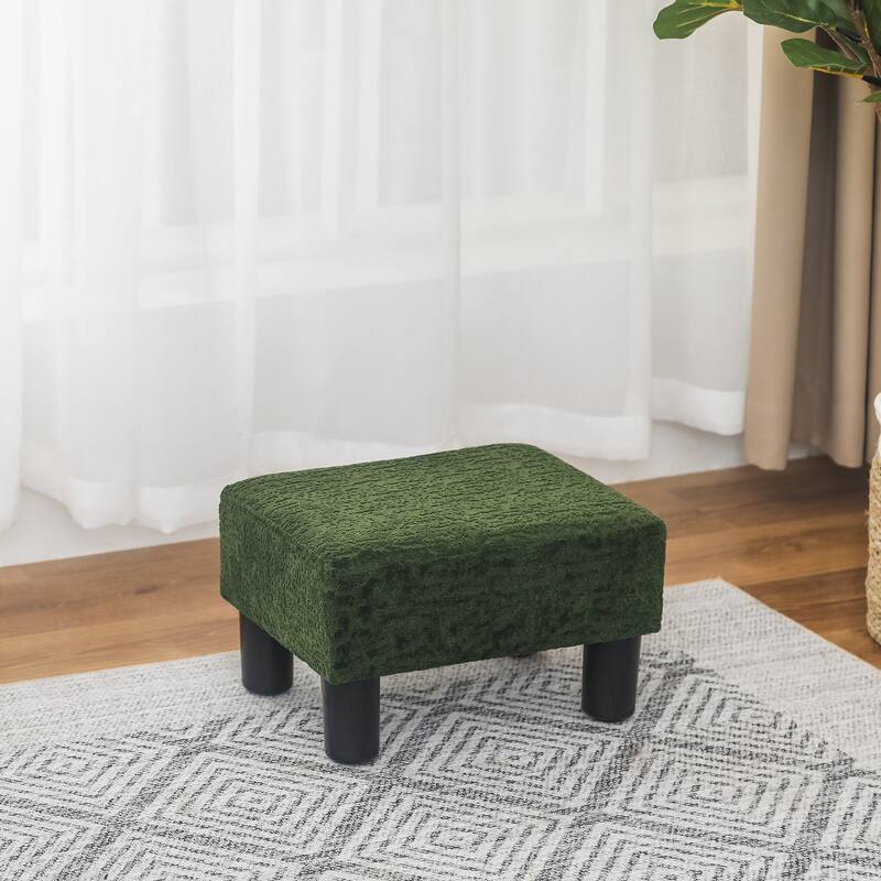 Adeco Small Rectangular Ottoman Modern PU Leather Footrest Stool Chair