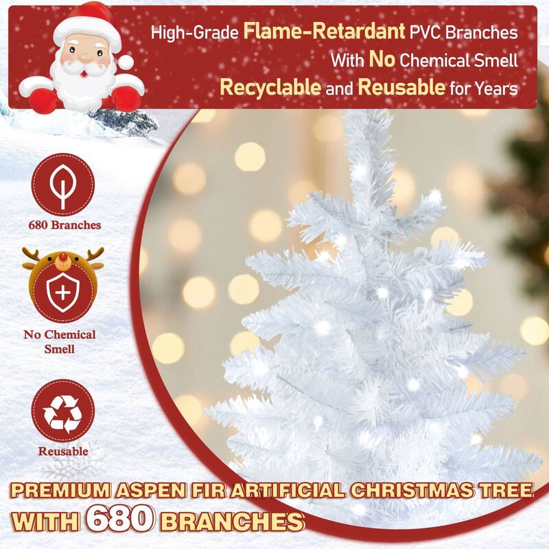 VEIKOUS 6.5FT/7.5FT Pre-Lit LED Artificial Christmas Tree Pencil