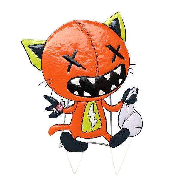 Gus Fink 24 Inch Tall Boogily Head Stitch Kitten Blurb Hammered Metal ...