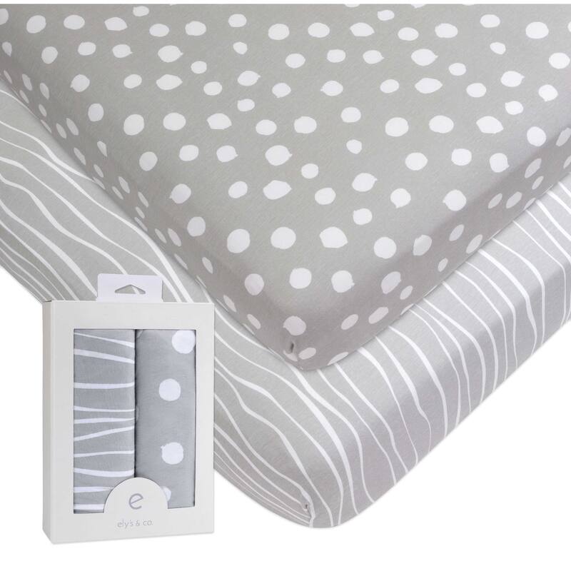 Ely's & Co. Baby Fitted Crib Sheet Set - 2 Pack - 28" x 52" - Grey & White Abstract