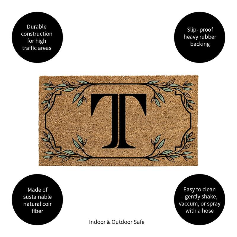 28 in. x 16 in. Monogram Coir Mat, Letter "T"