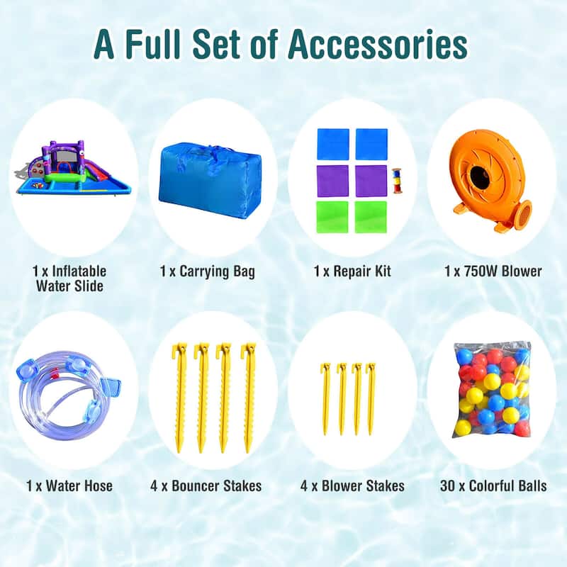 Gymax Inflatable Water Slide Castle Kids Bounce House w/ Octopus Style - See Details