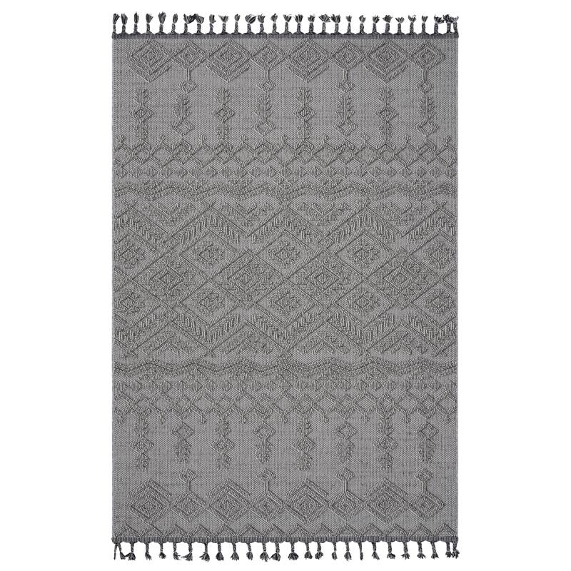 LOOM & LUXE Collection White/White/Traditional Indoor/Outdoor Area Rug - 90" D x 63" W x 0.28" H