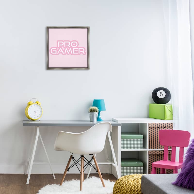 Stupell Pastel Pink Pro Gamer Framed Floater Canvas Wall Art Design By Yass Naffas Designs