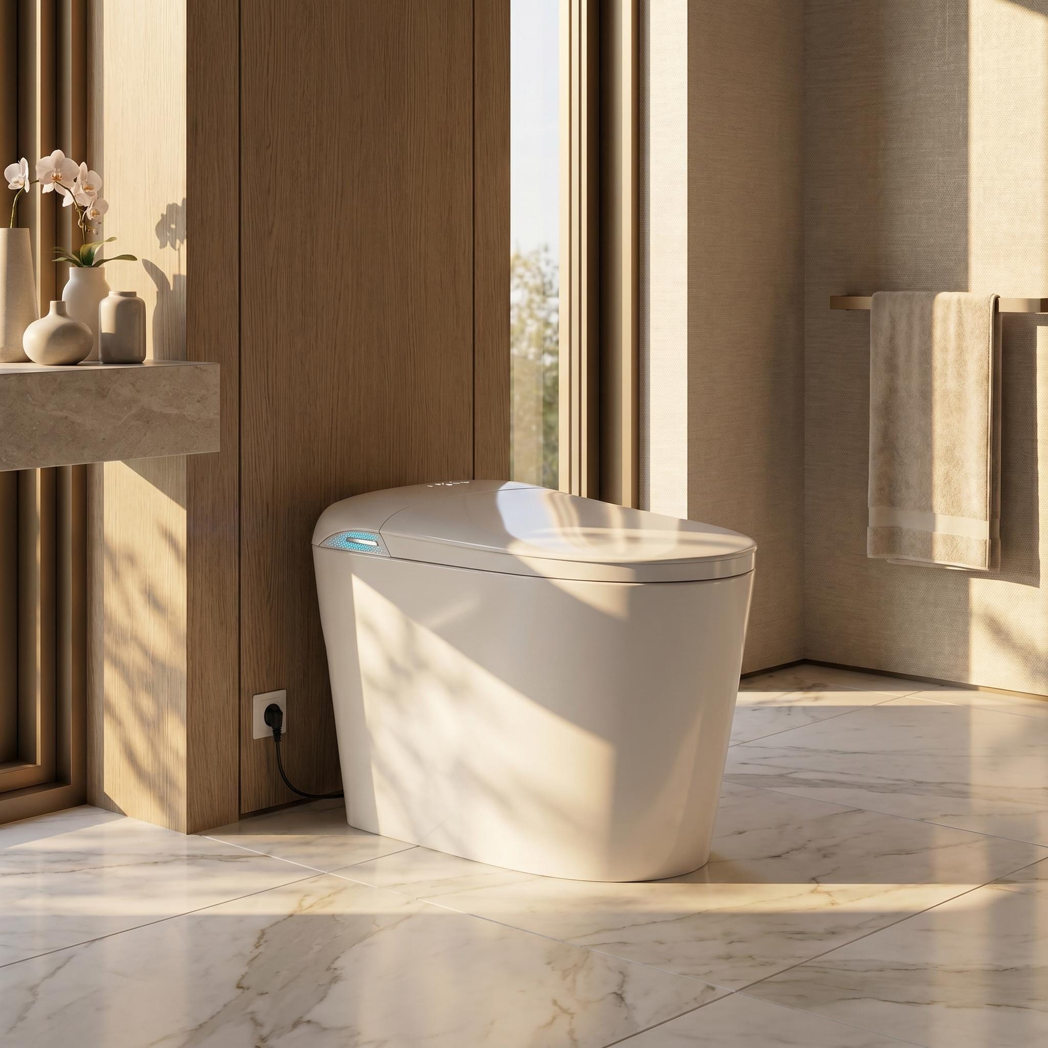 Smart Toilet with Auto Open Close Lid & Foot Sensor Flush, Elongated One Piece Intelligent Bidet Toilet with Heated Seat