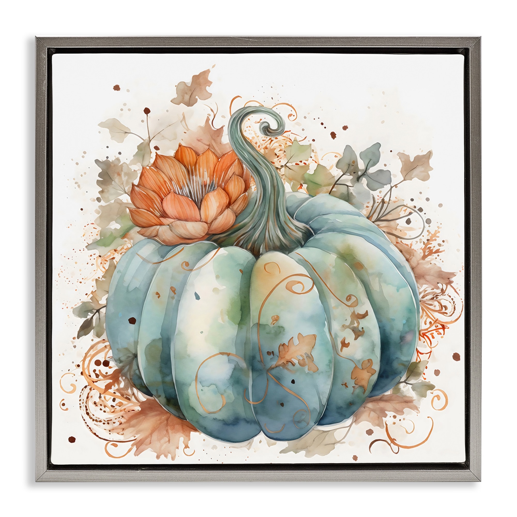 Stupell Boho Pumpkin & Blossom Framed Floater Canvas Wall Art Design By Creative Studio