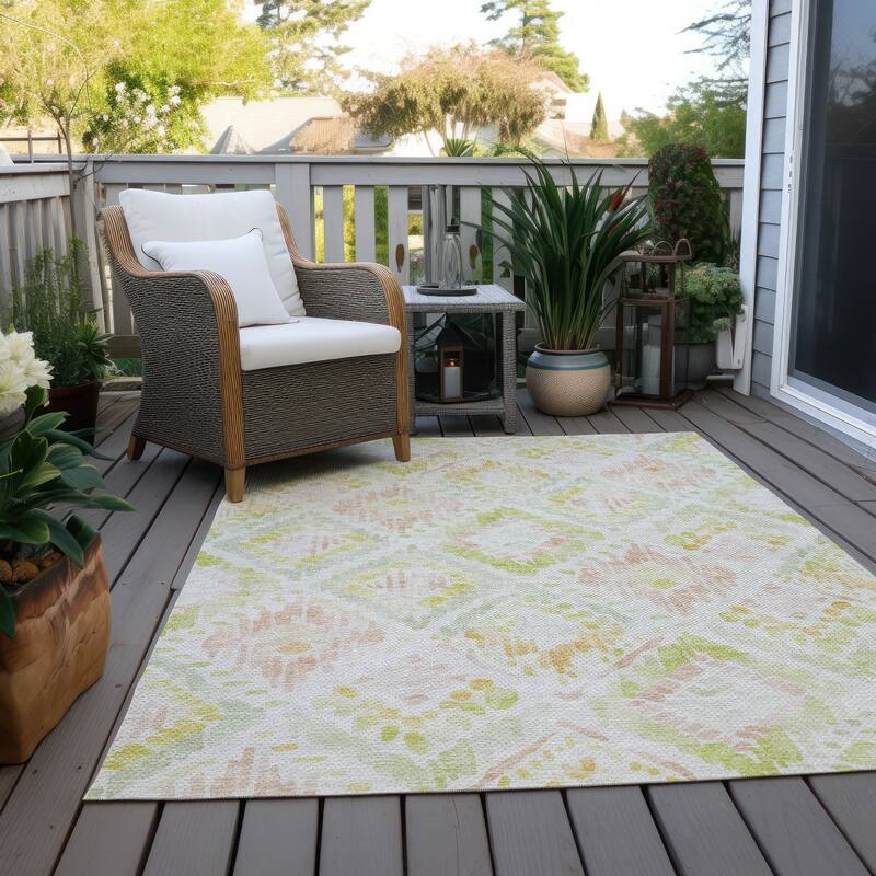 Machine Washable Indoor/ Outdoor Boho Brushstrokes Chantille Rug