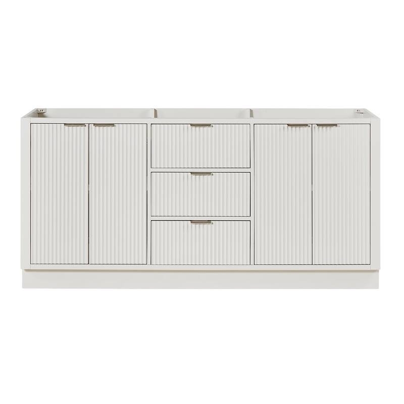Ariel P72D-BC Milan 72" Double Free Standing Vanity Cabinet - Warm White / Brushed Nickel Hardware