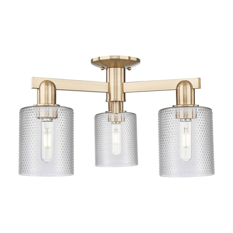 Innovations Lighting 716-3F-11-23 Cobbleskill Semi-Flush Cobbleskill 3 - Champagne Bronze / Clear