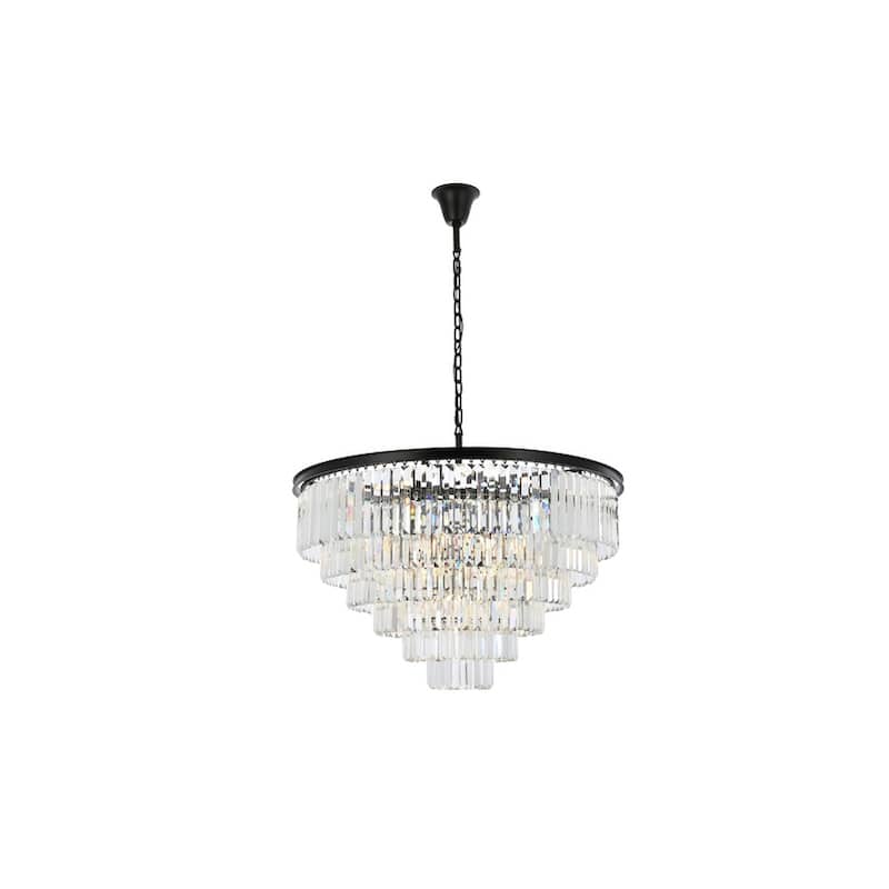 Royce Edge 33-Light Matte Black Chandelier - matte black (royal cut clear crystals)