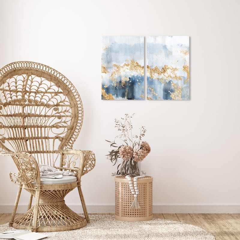 Wynwood Studio Abstract Eight Days a Week DIPTYCH Blue and Modern & Contemporary Wall Art Canvas Print - 30 x 20