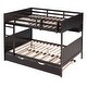 preview thumbnail 7 of 22, Full Over Full Bunk Bed with Twin Trundle and Bookshelf, Solid Pine Wood Frame, Separable Design, for Kids and Teens