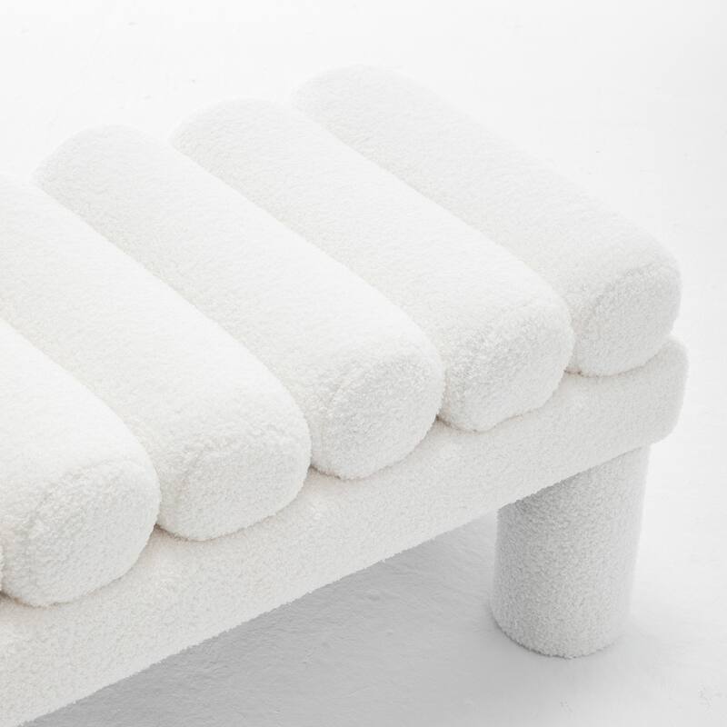 SEYNAR Modern Teddy Velvet Upholstered Rentangle Ottoman