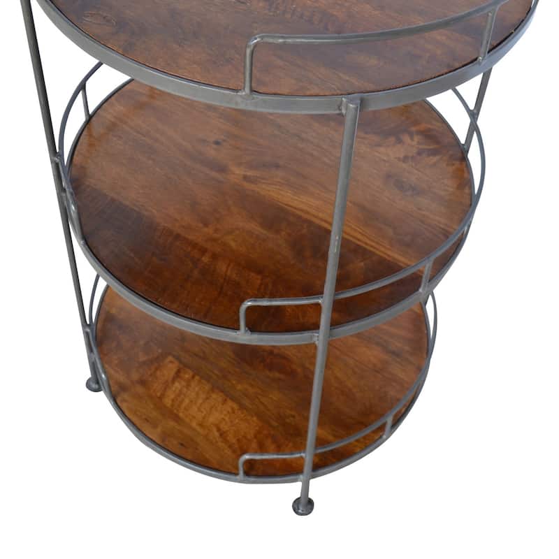 Artisan Furniture Solid Wood Industrial Round Butler Tray Table