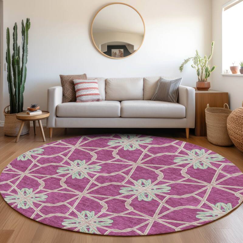 Premium Washable Super Soft Contemporary Tangle Mayfield Rug - Blush - 8' x 8'