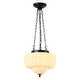 preview thumbnail 3 of 8, 1-Light 15" W Vintage French Style Pumpkin-shaped Milk Glass Hanging Pendant Light for Dining Room, Hallway