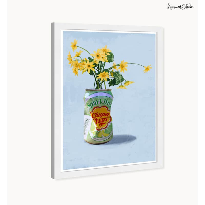 Wynwood Studio Sparkling Floral Vase Framed Trendy Retro Kitchen And Living Room Art Prints
