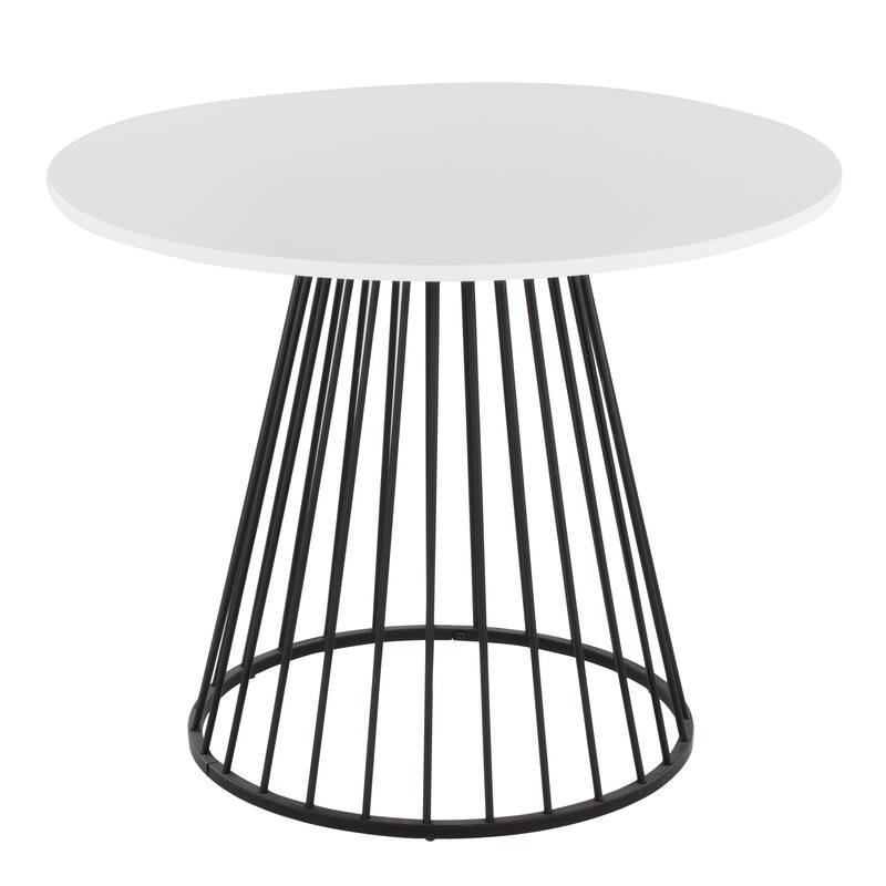 Silver Orchid Canary Pugo Round Dining Table with Pedestal Base - White Wood/Black Metal
