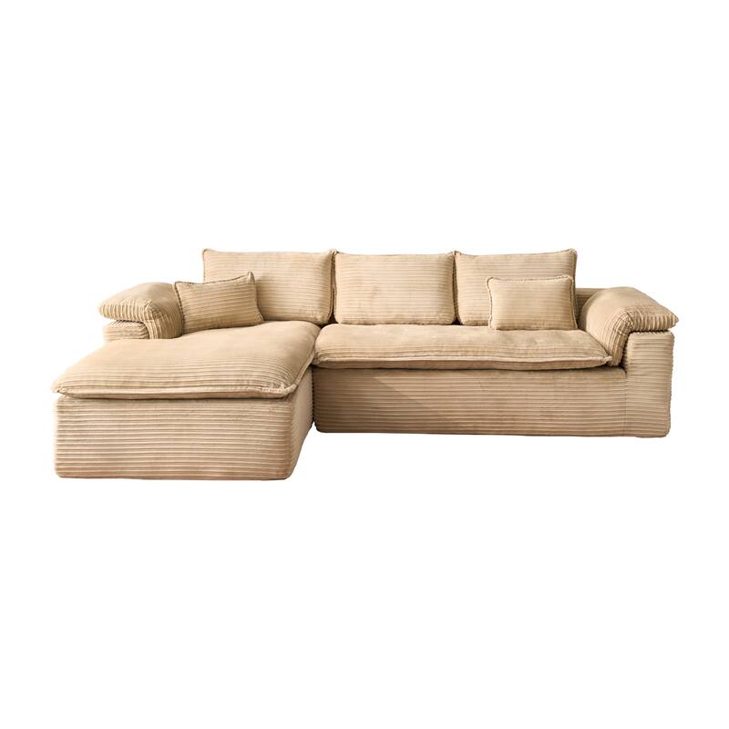 OVIOS L-Shaped Sofa with Dual-Tone Stripe Fabric​