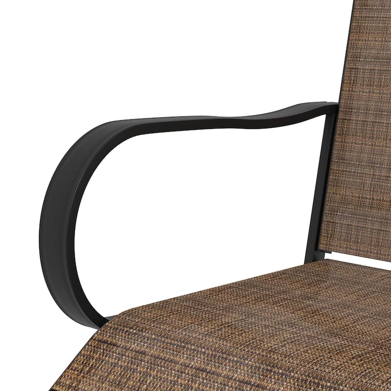 Outsunny Outdoor Bar Stools Set of 2 with Armrests, 360° Swivel Bar Height Patio Chairs with High-density Mesh Fabric, Steel