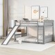 preview thumbnail 8 of 11, Full over Full Low Bunk Bed with Slide and Ladder Grey