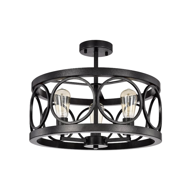 Brayden Smith Steel 3-Light Metal Drum Semi-Flush Mount