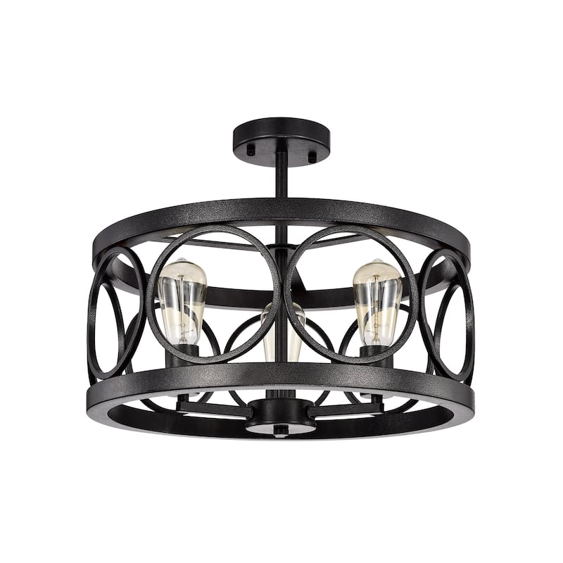 Shacer 3-light Hood Design Ceiling Lamp - SmithSteel/Semi-Flush Mount