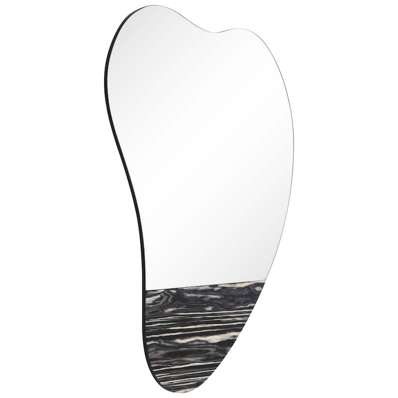 Curved Heart-Shaped Irregular Frameless Wall Mirror 36"x24" with Veneer - 36"x 24"x0.6"