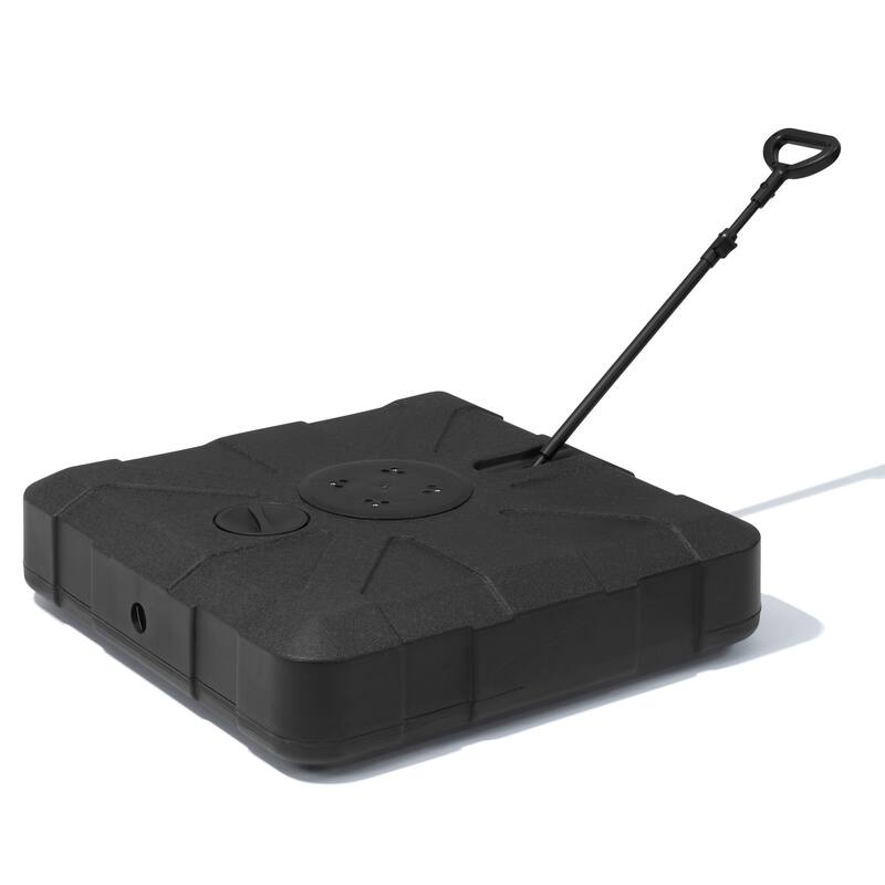 Heavy Duty Water Sand Fillable Patio Cantilever Offset Umbrella Base Stand with Wheels and Drag Rod