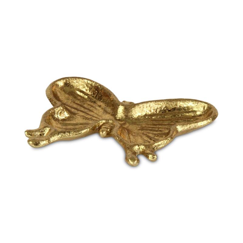 HomeRoots 6" Gold Cast Iron Butterfly Handmade Trinket Tray