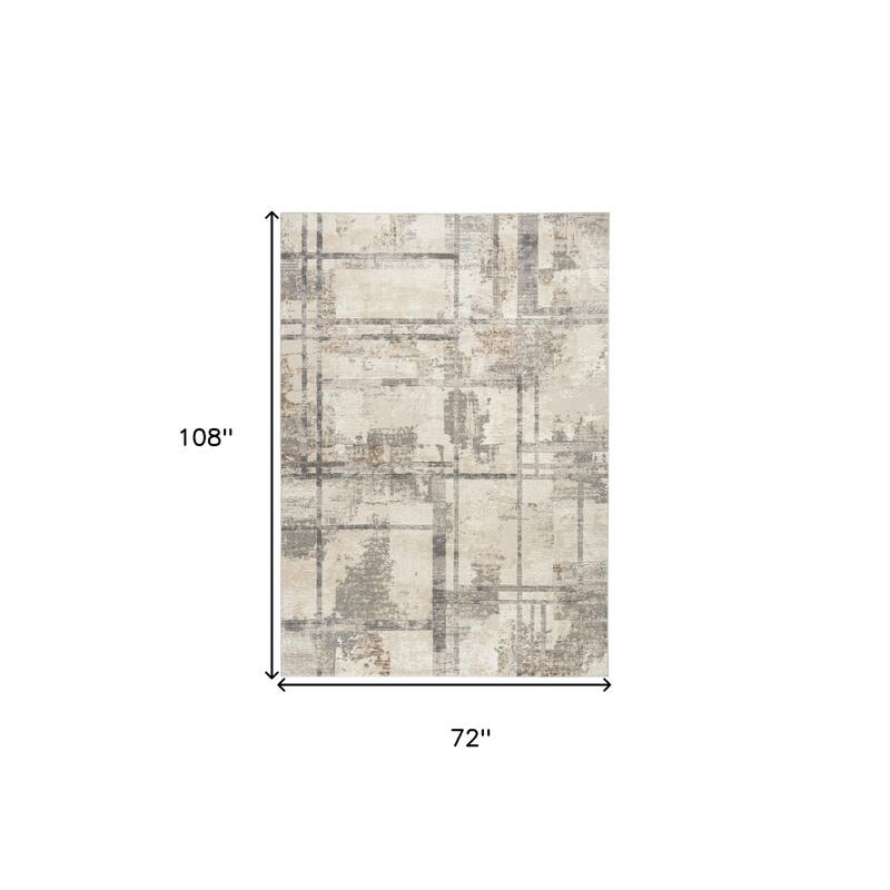 Power Loomed Abstract Modern Non Skid Stain Resistant Area Rug - 108' X '72' X '0.5