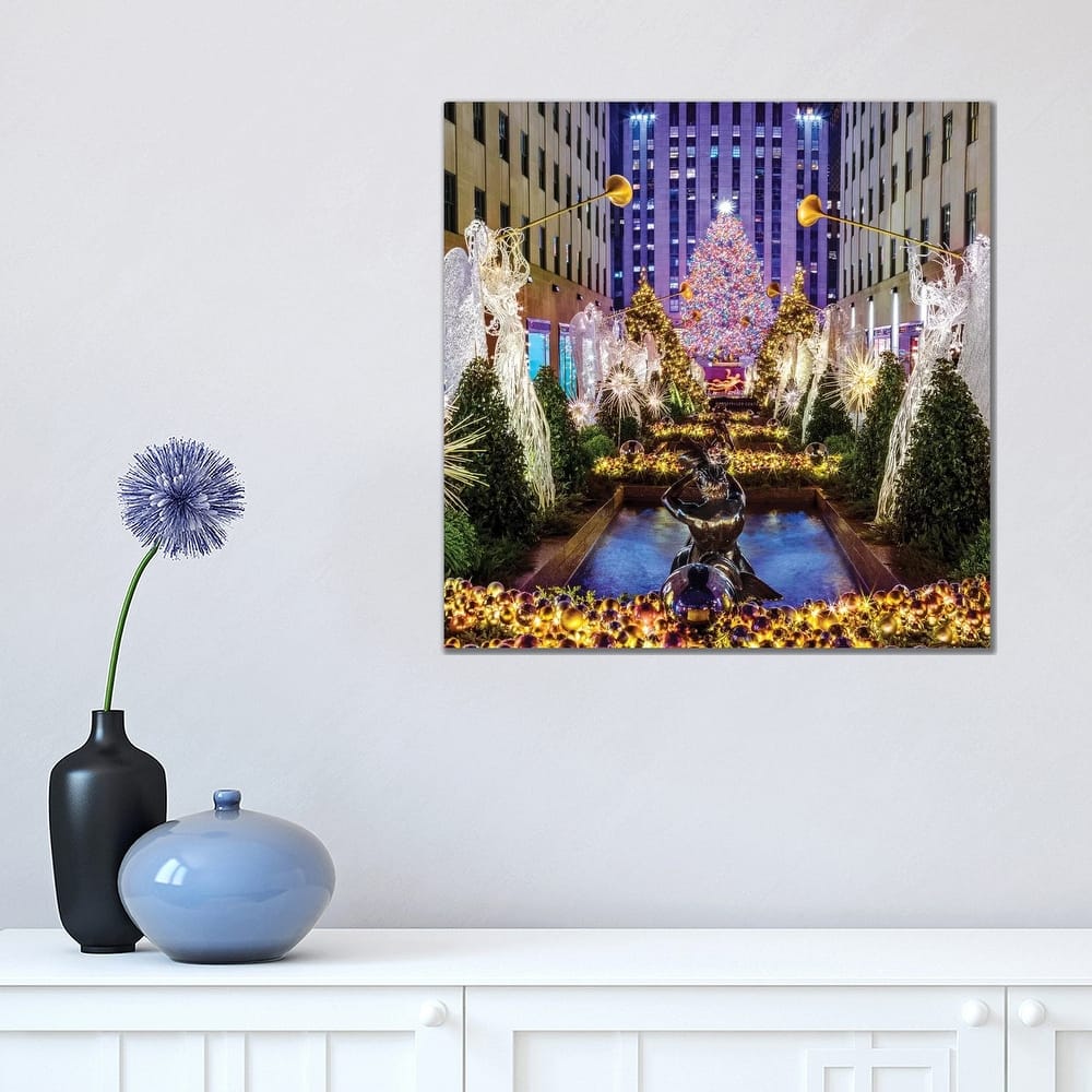 iCanvas "Rockefeller Center with Christmas Tree and Angels I" by Susanne Kremer Canvas Print