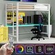 preview thumbnail 39 of 64, Twin/Full Size Gaming Loft Bed with Bulit-in Desk and LED Lights, Metal Loft Bedframe with Ladder and Guardrails for Kids
