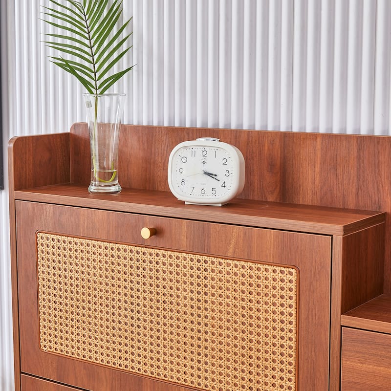 Modern minimalist storage cabinet, Japanese rattan shoe cabinet, bed top cabinet, small home furniture