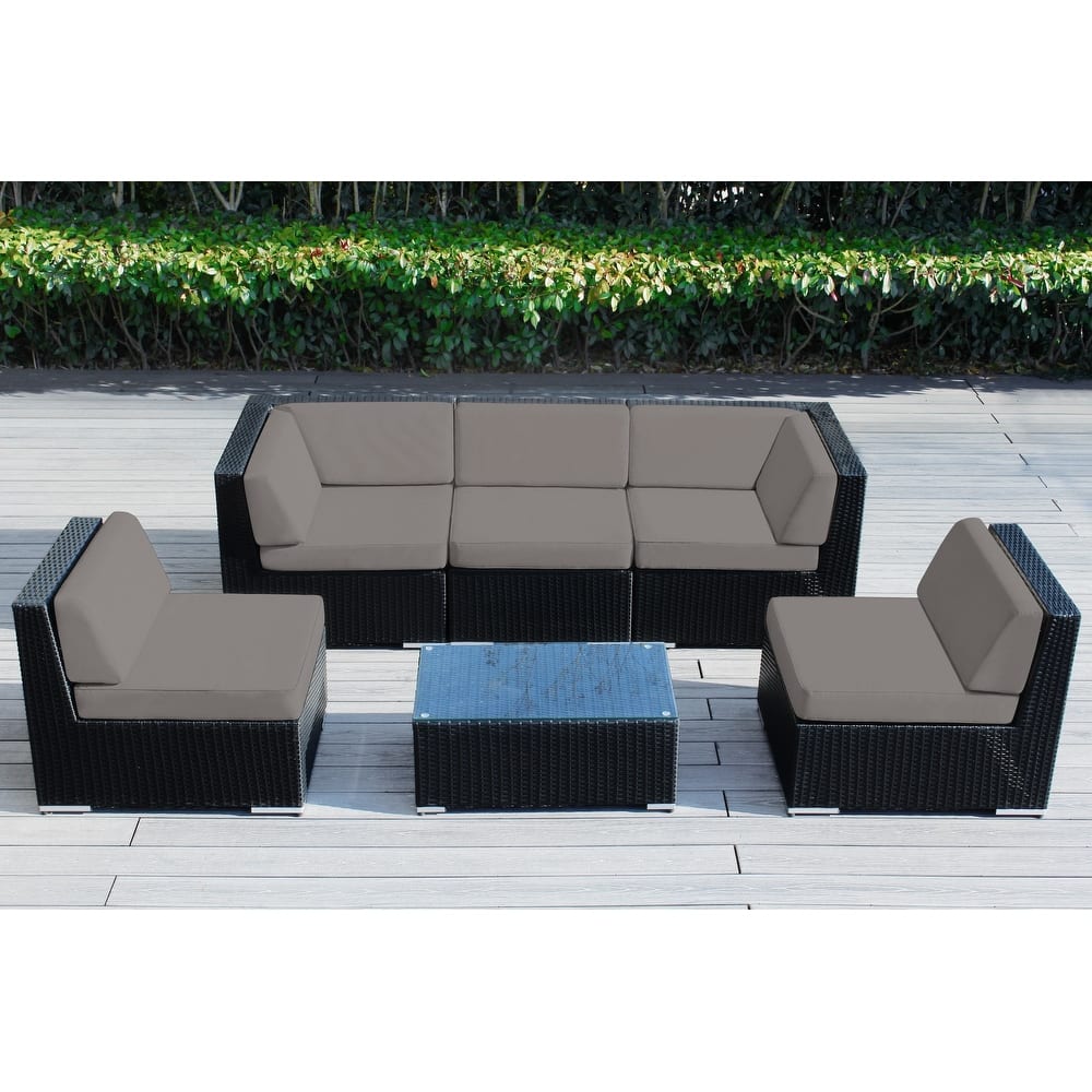 Ohana Outdoor 6-pc. Cushioned Black Wicker Conversation Set - No Assembly