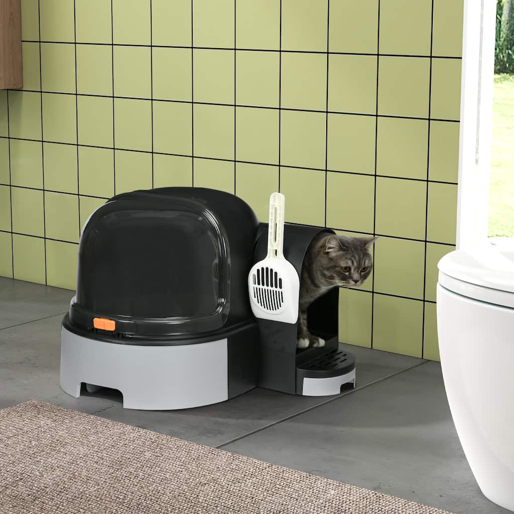 Cat Litter Box with Front Cover and Litter Scoop Included - 20.5" L x 23.6" W x 16.5" H