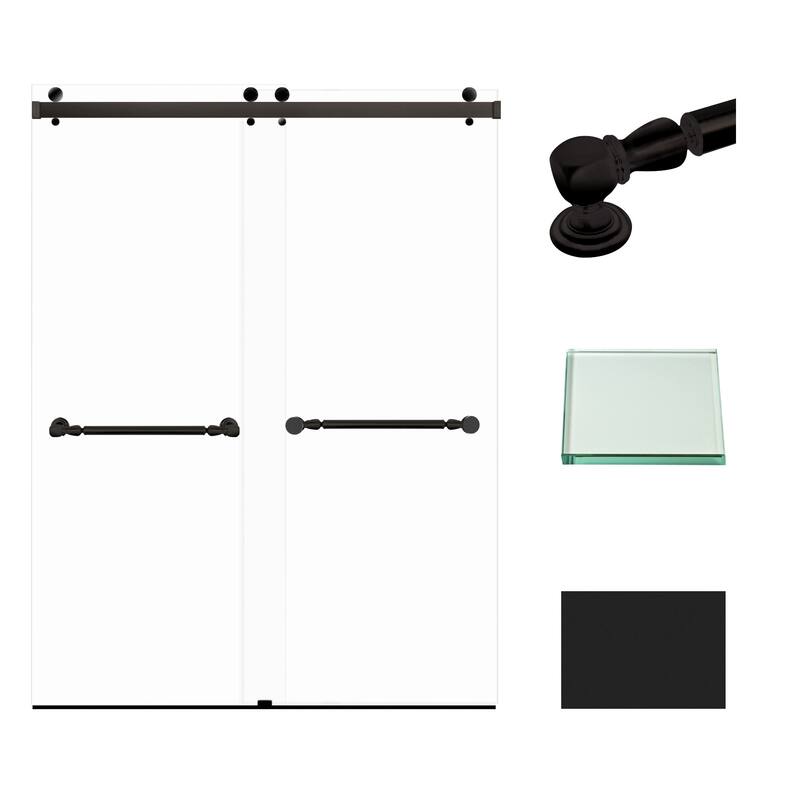 Transolid BYPT608010C-N 80" High x 60" Wide Bypass Frameless Shower - Matte Black