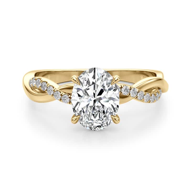Auriya 14k Yellow Gold Lab Grown Oval Diamond Engagement Ring 0.50 to 5.00 ct. tw. (F-G VS)
