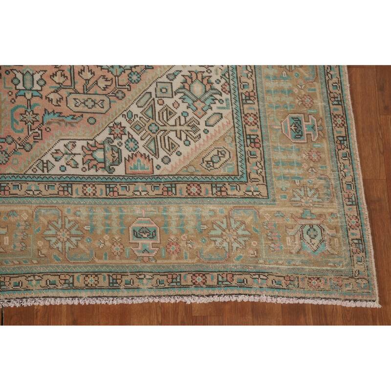 Distressed Tabriz Persian Vintage Rug Bedroom Handmade Wool Carpet - 6'10" x 9'8"