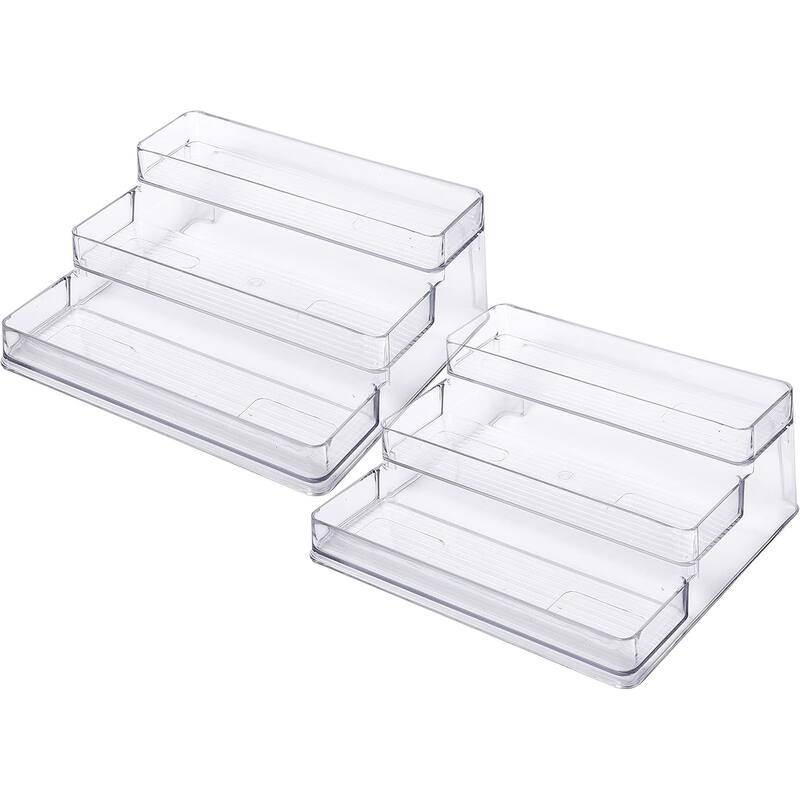 SIMPLEMADE 3-Tier Spice Rack Organizer - Versatile Storage Shelf for Kitchen, Bathroom, Bedroom & Office, Set of 2, Clear