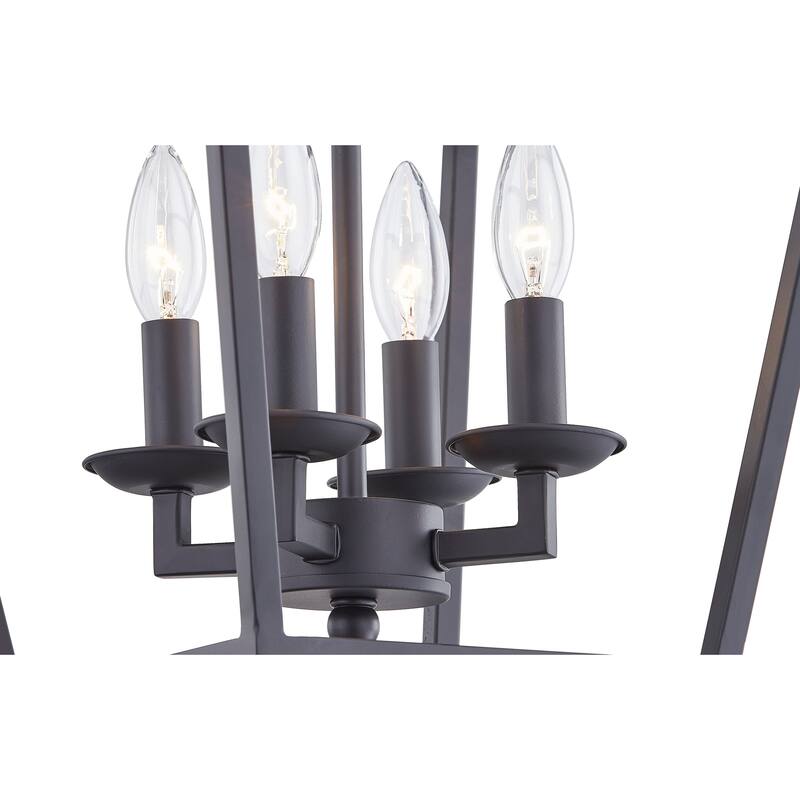 4-Light Metal Open Cage Lantern Chandelier - 12"x12"x18"