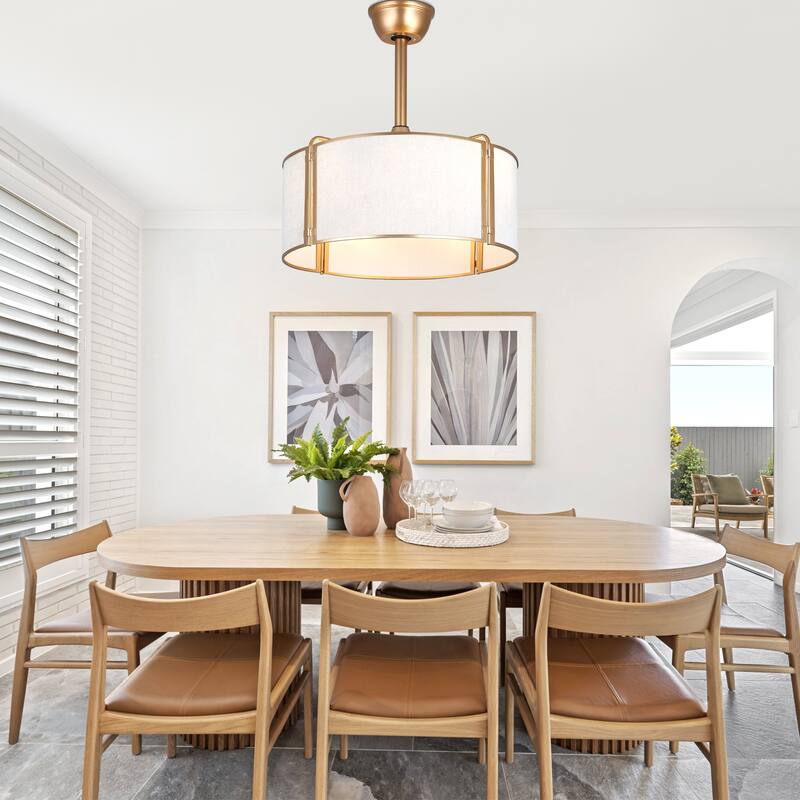 Bella Depot 19" Modern Caged Ceiling Fan with Light Kit and Remote Control 6-Speed Reversible DC Motor - 19”