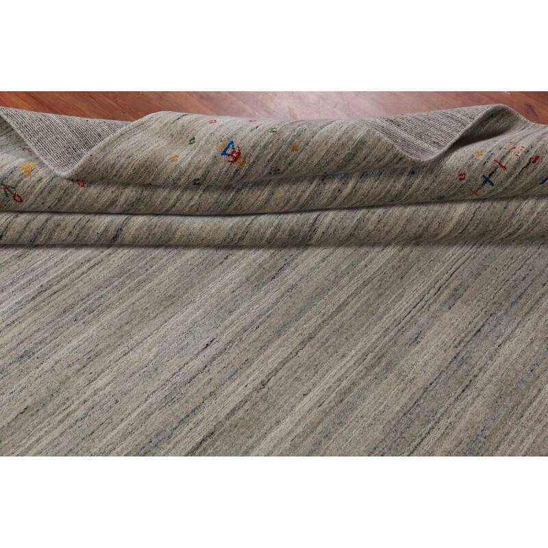 Striped Gabbeh Indian Area Rug Tribal Handmade Wool Carpet - 9'1" x 11'9"