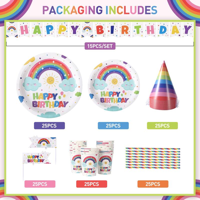 151 Pcs Birthday Tableware Set Serve 25