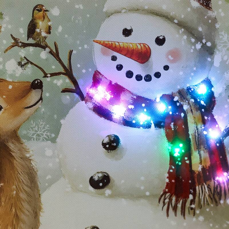 LED Lighted Snowman Reindeer Christmas Canvas Wall Art 15.75 x 11.75