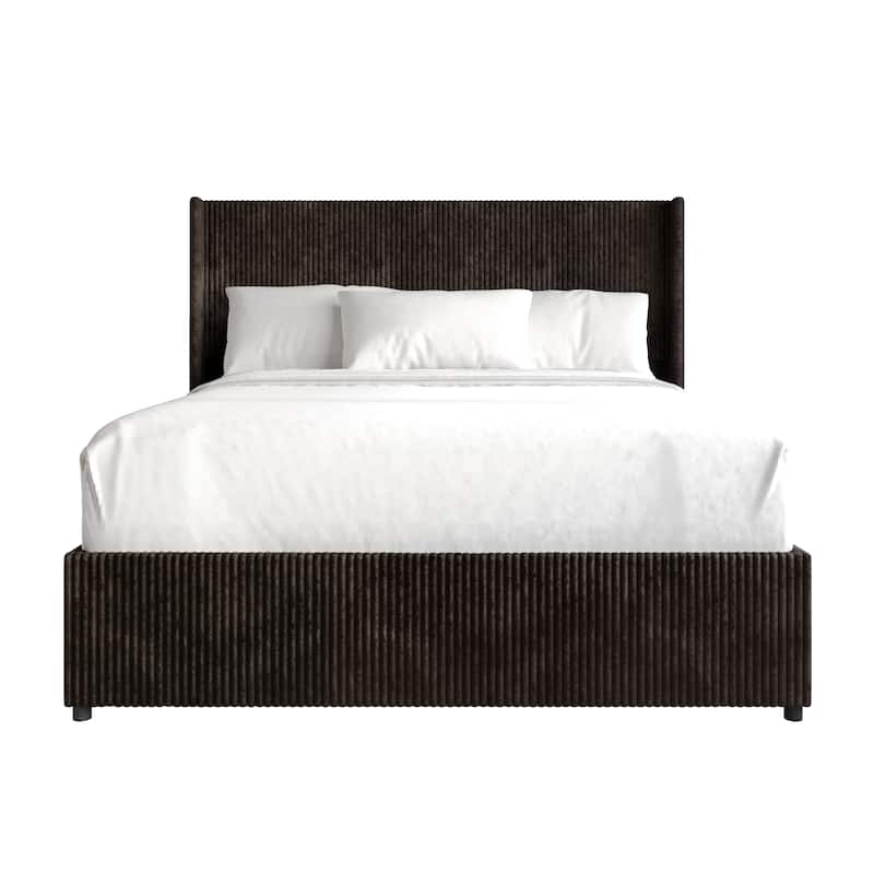 CraftPorch Luxury Wingback Platform Lift Up Storage Bed - Brown - Full